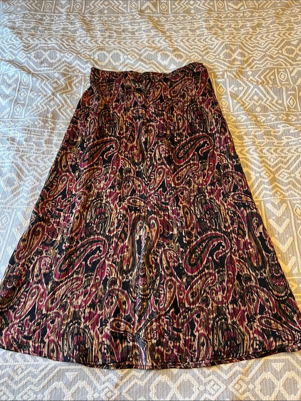 Halogen Burgundy and Black Paisley Midi Skirt